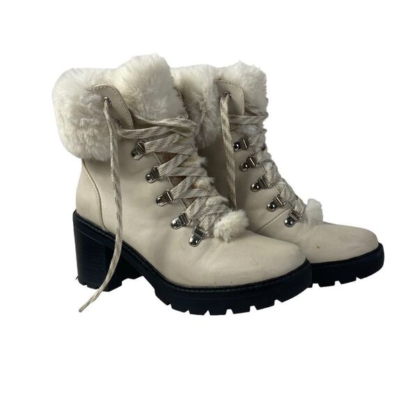 ESPRIT 7.5 winter platform boots with chunky heel, winter white fur trim - Picture 3 of 7
